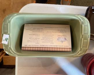 	#96	Longaberger Pottery Woven Traditions - Small Green Loaf Pan	$20.00																											