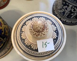 	#116	Vintage German Stoneware Tobacco  Canister	$15.00																											