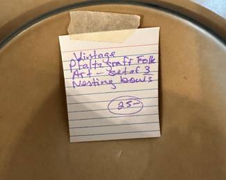 	#141	Vintage Pfaltzgraff Folk Art - Set of 3 Nesting Bowls	$25.00																											