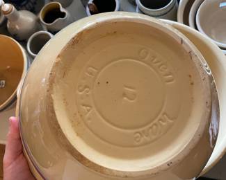 	#91	ME Ovenware USA Pottery Bowls - 12" + 14" (as is staining)	$65.00																											