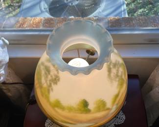 	#40	Reverse Painted Glass Shade - Electric Lamp	 $ 50.00 																											