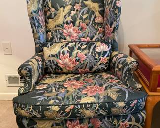 	#7	Pair of Wingback Chairs - "embroidered-like" fabric around the floral pattern. ($30 each) 	 $ 60.00 																											