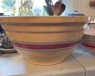 	#91	ME Ovenware USA Pottery Bowls - 12" + 14" (as is staining)	$65.00																											