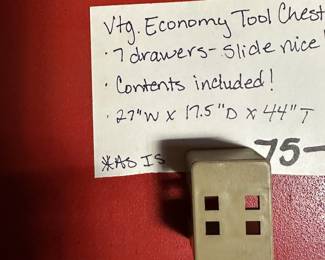 	#128	Vintage Economy Tool Chest - 7 drawers W/contents (as is)	$75.00																											