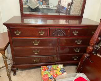	#18	Chest of Drawers - 9 drawer dresser. dovetailed drawers 56.5x21.5x35	 $ 100.00 																											