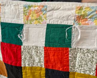 	#53	Scrappy Quilt - Hand made *as is tears* 80x92	 $ 50.00 																											