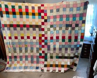 	#53	Scrappy Quilt - Hand made *as is tears* 80x92	 $ 50.00 																											