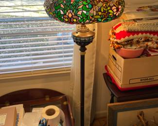 	#47	Tiffany Style - Floral Floor Pull Tab Lamp 63"	 $ 175.00 																											