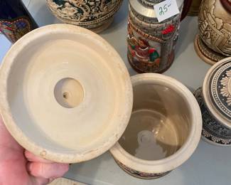 	#115	Vintage German Stoneware Tobacco  Canister	$20.00																											