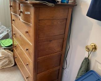 	#36	Antique "Maple" Highboy Serpentine dresser - 6 drawers w/swivel mirror.	 $ 200.00 																											