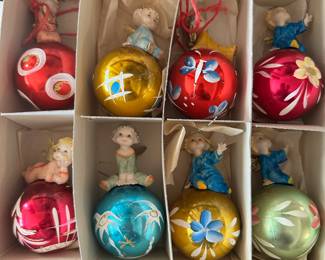 	#146	MCM Fontanini Angel Baby Ornaments - 1960 Hand Painted set of 8	$145.00																											