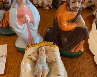 	#103	Vintage Holland Mould 18pc Hand Painted Ceramic Nativity Set	$120.00																											