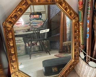 	#30	Octagon Wood Frame Gold Gilded Mirror -22x28	 $ 75.00 																											