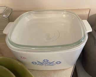 	#77	Corningware 4 qt - blue cornflower + 2 small dishes w (plastic lid)	$30.00																											