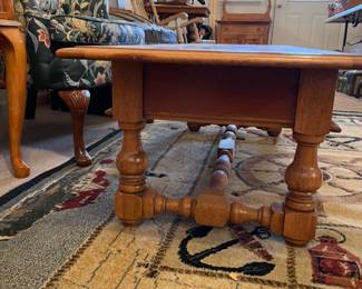 	#37	Carved Wood "Maple?" Coffee Table - w/1 drawer - 52x20x16	 $ 75.00 																											
