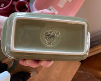 	#96	Longaberger Pottery Woven Traditions - Small Green Loaf Pan	$20.00																											