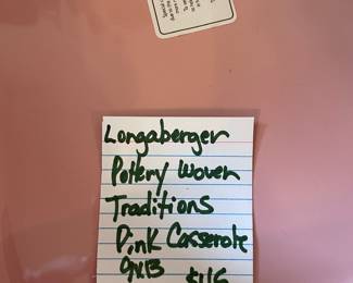 	#95	Longaberger Pottery Woven Traditions - Pink Casserole 9x13	$45.00																											
