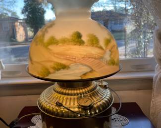 	#40	Reverse Painted Glass Shade - Electric Lamp	 $ 50.00 																											