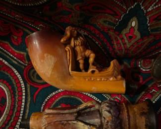#170		Misc lot of 4 Merrschaum Carved Pipe pieces	$45.00																											