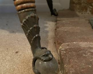 	#5	Antique Victorian Oak Barley Twist Radio/Parlor Table - Claw/Viper Foot w/glass ball - 24x24x29	 $ 125.00 																											