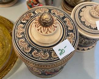 	#115	Vintage German Stoneware Tobacco  Canister	$20.00																											