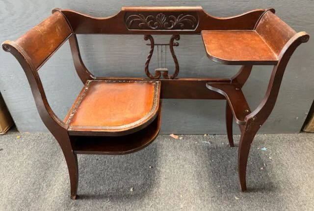 Rare 1930s Era Vintage Mahogany Telephone Table