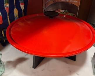 Mid Century Red Wok with Stand