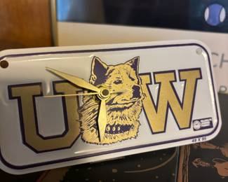 University of Washington Huskies License Plate Clock