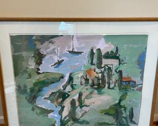 Framed & Matted Scenery Oil Painting by B.F.M.