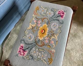 Floral Needlepoint Foot Stool