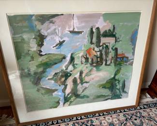 Framed & Matted Scenery Oil Painting by B.F.M.