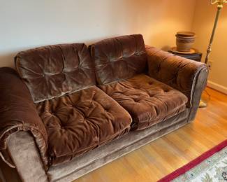 Brown Tufted Upholstered Love Seat