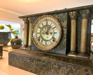 Asonia Victorian Black Marble Mantle Clock
