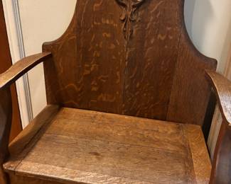 Victorian Carved Oak Hall Tree Storage Bench