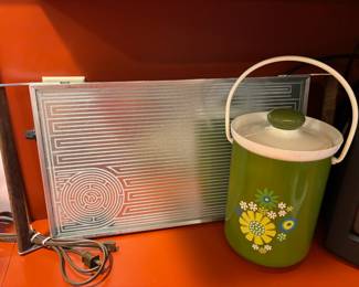Salton Electric Hot Tray Food Warmer, 1970's Kromex Ice Bucket with Daisy Design