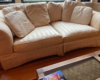 Cream Striped Upholstered Couch