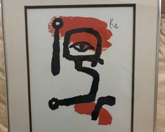 Framed & Matted Silkscreen "Kettledrummer" by Paul Klee