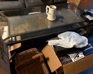 . . . glass-topped coffee table