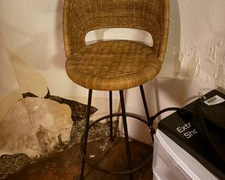 . . . mid-century wicker bar stool