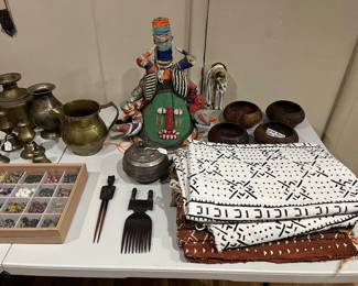 Yoruba Beaded Crown, Nyamwezi Tanzania Combs, Mud Cloth