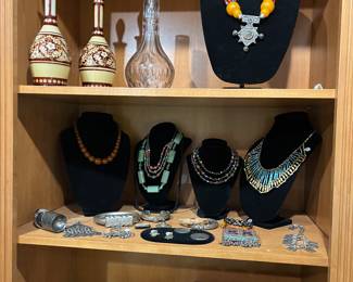 Store: Austrian Cut Glass Bottles, Bohemian Hookah base, tribal jewelry