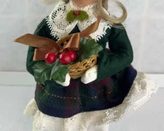 Byers Choice  1993 Victorian Girl Holding Holly Basket