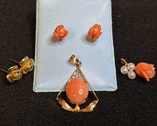 14K Coral Pendants