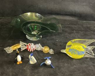 Hand Blown Glass Candy Dish With Candy And More