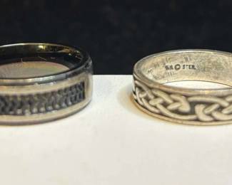Mens Sterling Celtic Knot Ring And Titanium Ring