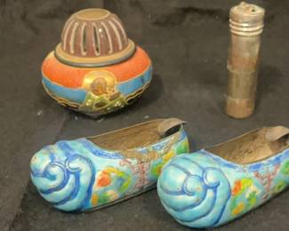 Vintage Japanese Made Incense Burner And Slippers