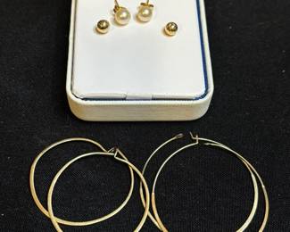 14K Gold Hoops Gold Studs And Pearls