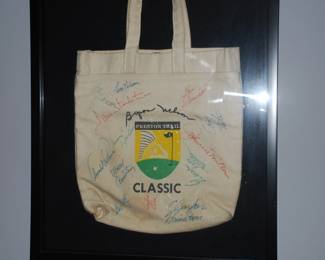 Bryon Nelson Autographed golf bag framed