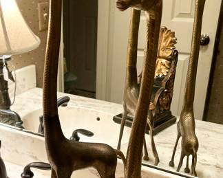 Lovely Large pair of brass giraffes 