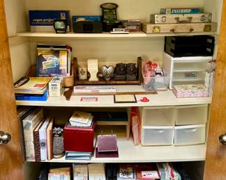 Stock up on lots of new stationary items, vintage projector & vintage games 